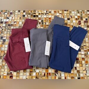 Bundle of 3 NWT Lingswallow Highwaist Yoga Pants~XS~Blue & Gray & Burgandy